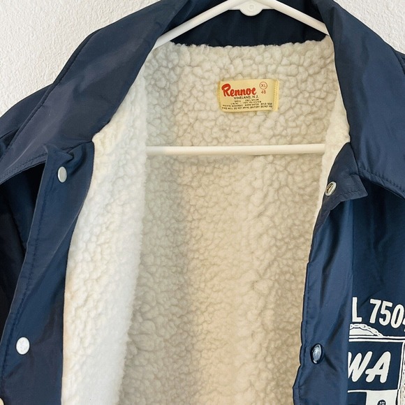 Vtg Mens XL Communication Workers of‎ America CWA Local 7504 Blue Sherpa Coat - Picture 6 of 7